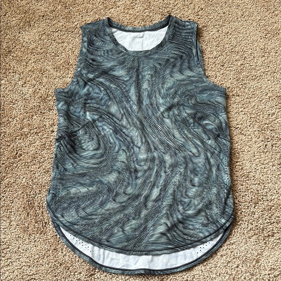 Lululemon High Neck Split Hem Run Tank Dimensional Icing Blue Multi - Picture 5 of 10